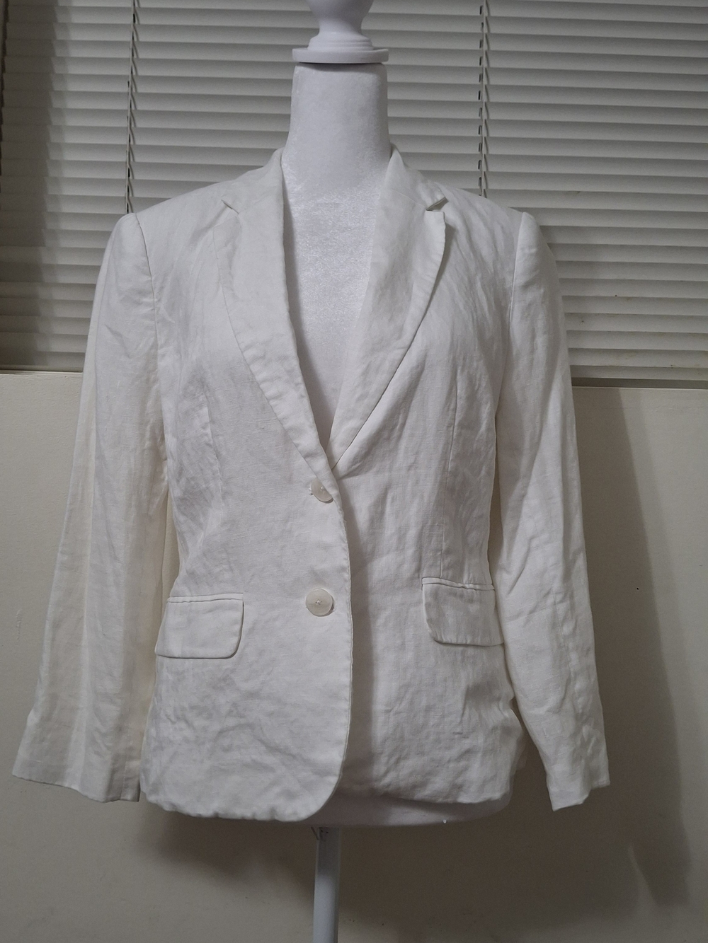 Banana Republic White Linen 2-Button Blazer Suit Jacket Size 4